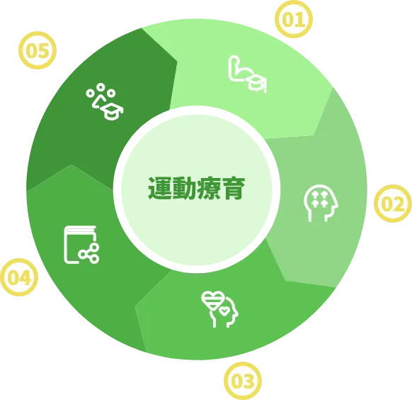 身体能力・認知機能・情緒の安定・社会性・学習の土台を育てる運動療育の図